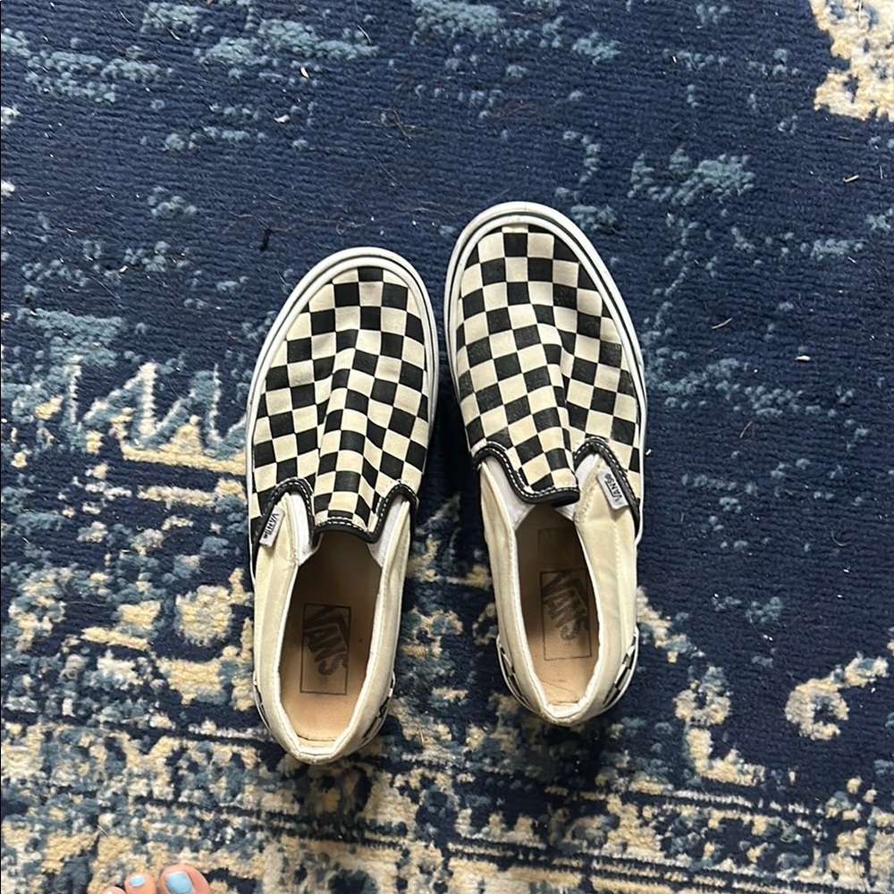 Vans Black and Cream Checkerboard Canvas Sneakers